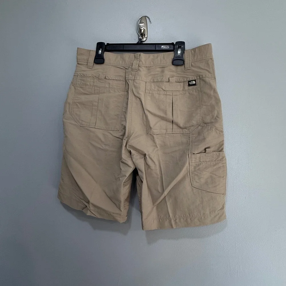 The North Face Mens Khaki Nylon Hiking Shorts Tan Outdoor Trail Size 36